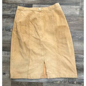 Vintage Foxrun Brown Leather Skirt Size Size 9 Short Pencil Skirt Lined